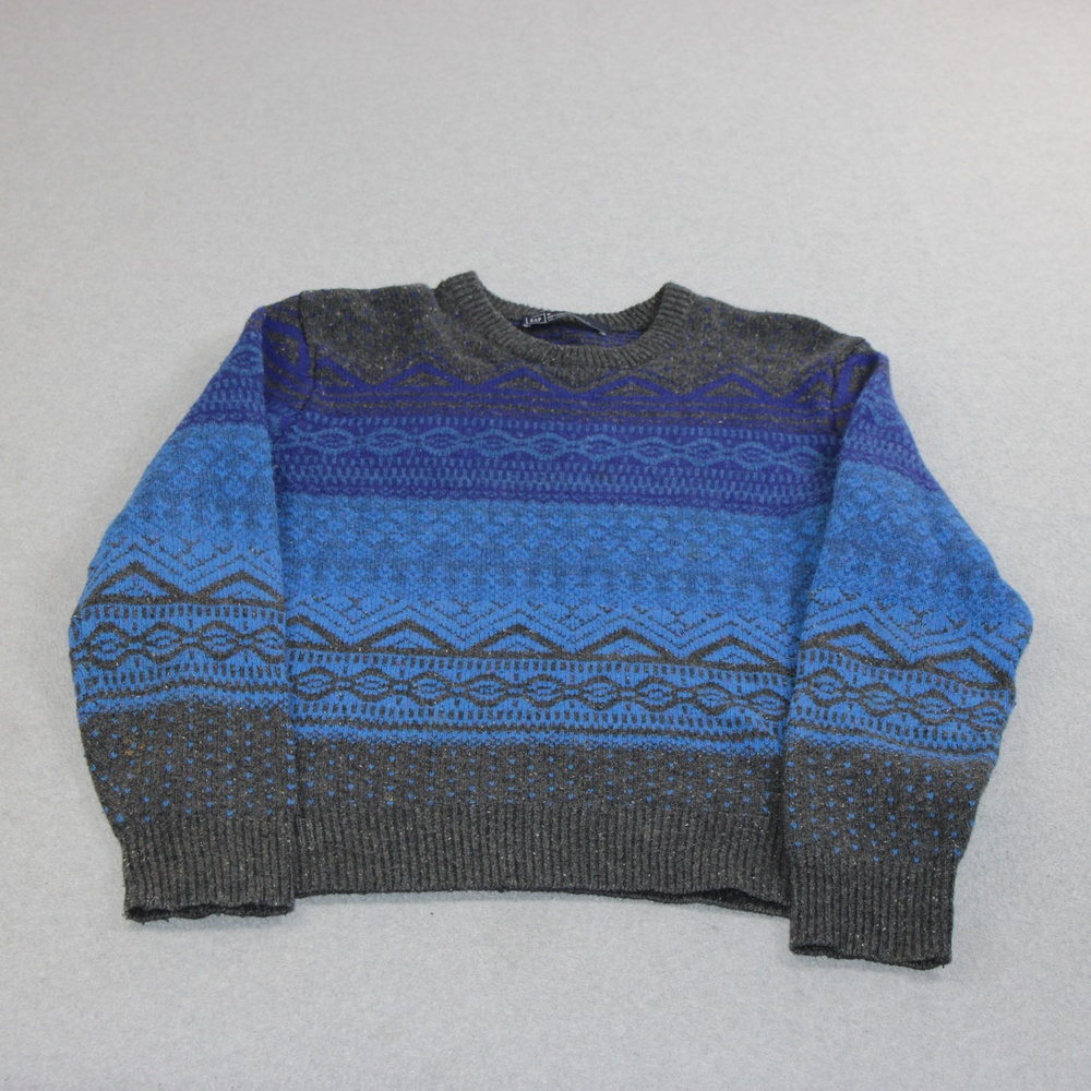 Gap Sweater Men Medium Blue Fair Isle Lambswool Blend Pullover Heritage Nordic